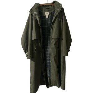 LL Bean Rain Coat Size XL Petite Trench Excellent Condition Full Length Lined